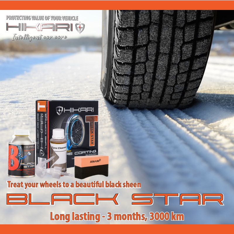 TYRE COATING that is strong against snow HIKARI BLACK STAR.